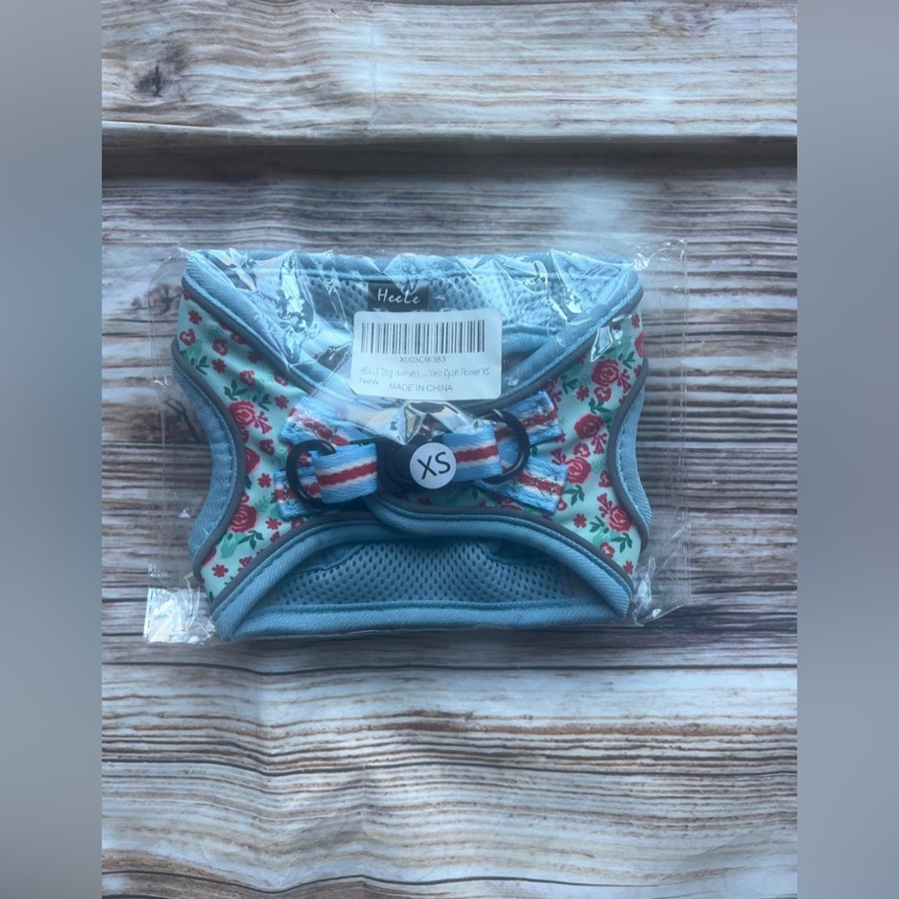 Blue and Floral Pet Harness XS